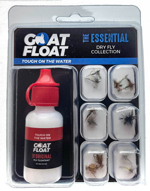 The Essential Dry Fly Collection - 12 Goat Float Flies, 5X Leader, & The Original Dry Fly Floatant Included-Goat Float Fly Fishing